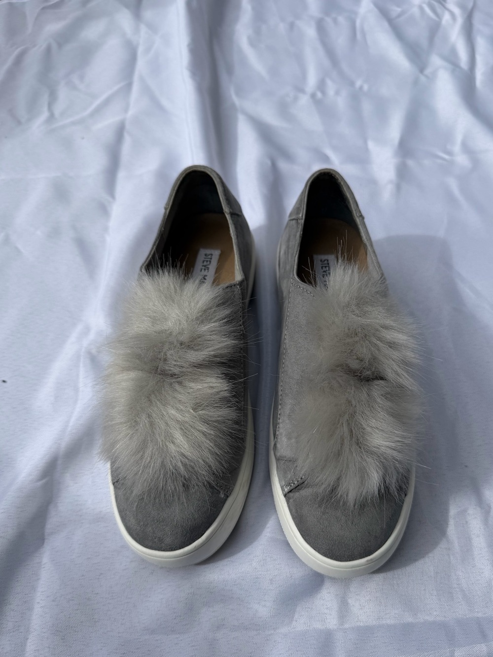 Steve Madden Bryanne Gray Faux Fur Slip-On Mules